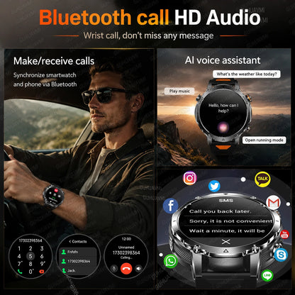 Smartwatch Militaire GUHUAVMI 2026 – Écran AMOLED 1,7", Batterie 1400mAh, GPS, Appel Bluetooth