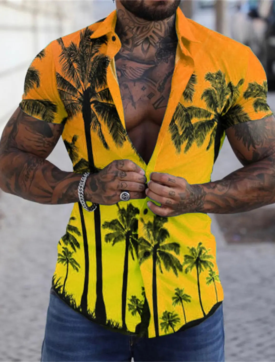 Chemise Hawaïenne Homme | Arbre & Mer Imprimé 3D | S à 5XL