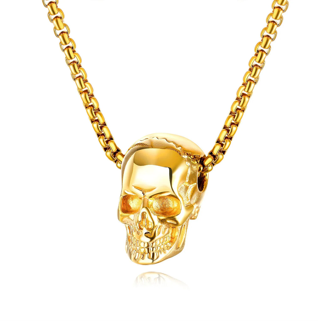 HNSP – collier gothique avec pendentif tête de mort pour hommes, bijoux squelette Punk, accessoires d'halloween