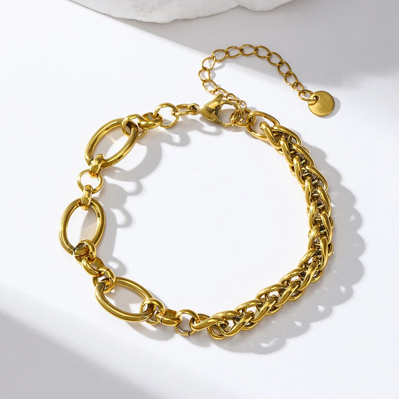 Bracelet acier inoxydable pour femmes couleur or