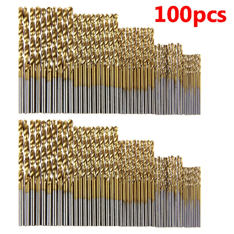 Forets HSS Revêtus Titane – Set 50 ou 100 Pièces, 1 à 3 mm