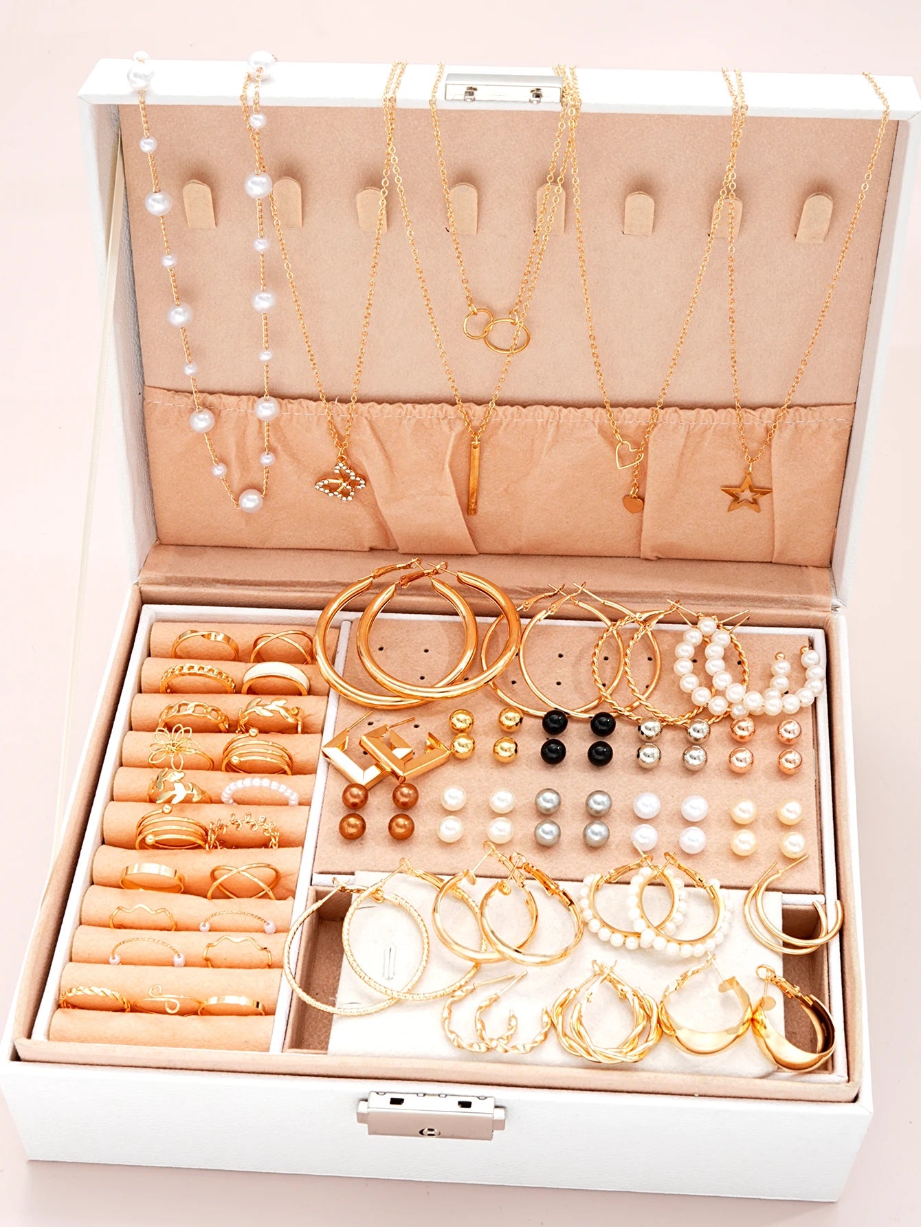 86 pièces/ensemble boucles, clous d'oreilles, bagues, cadeau (sans boîte)