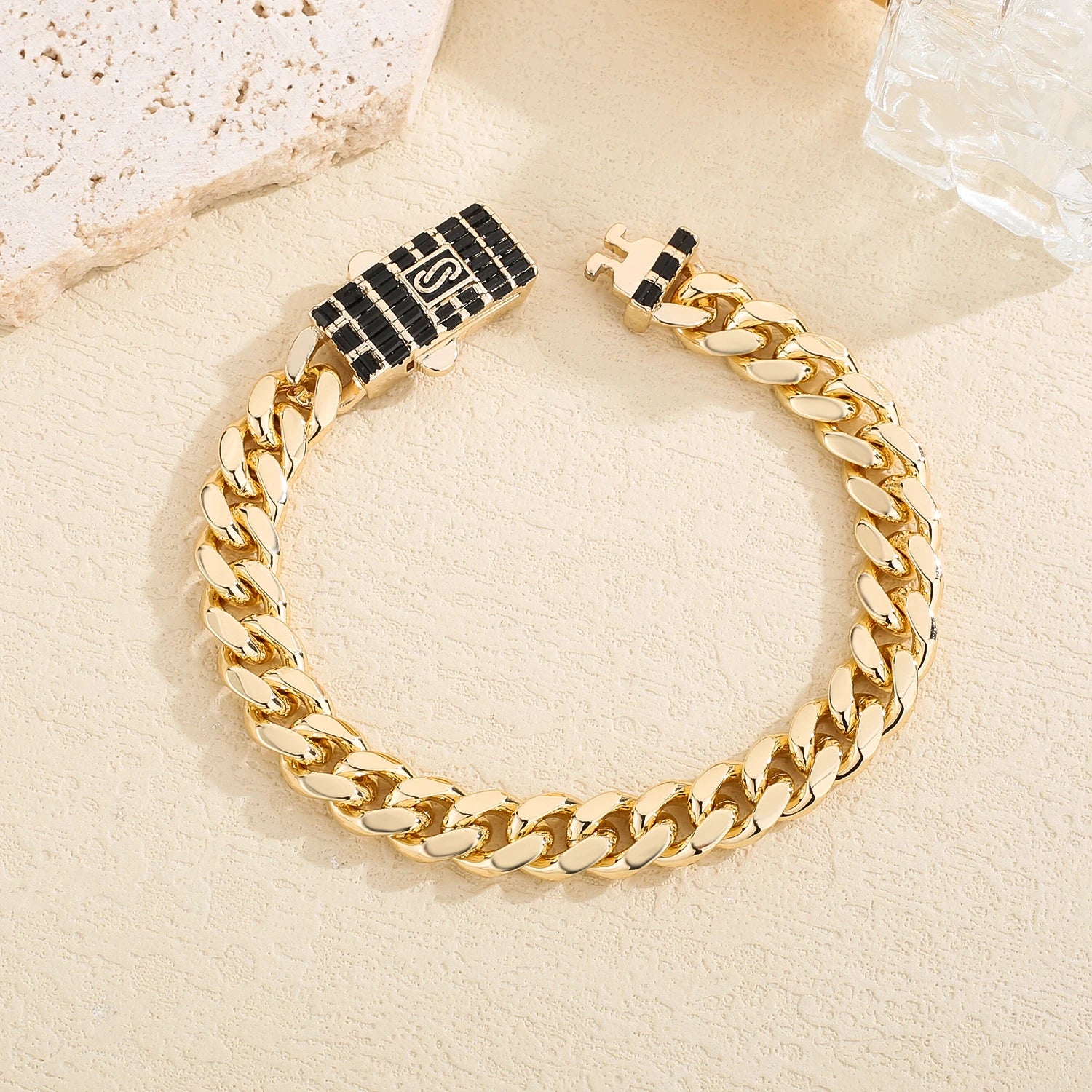 Bracelet de cheville de style Monaco hommes femmes, plaqué or 14 carats.