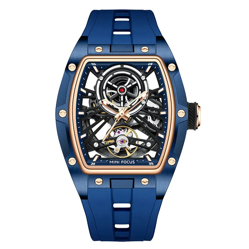 Montre Homme MINIFOCUS — Mécanique Automatique Squelette, Silicone & Waterproof 5ATM