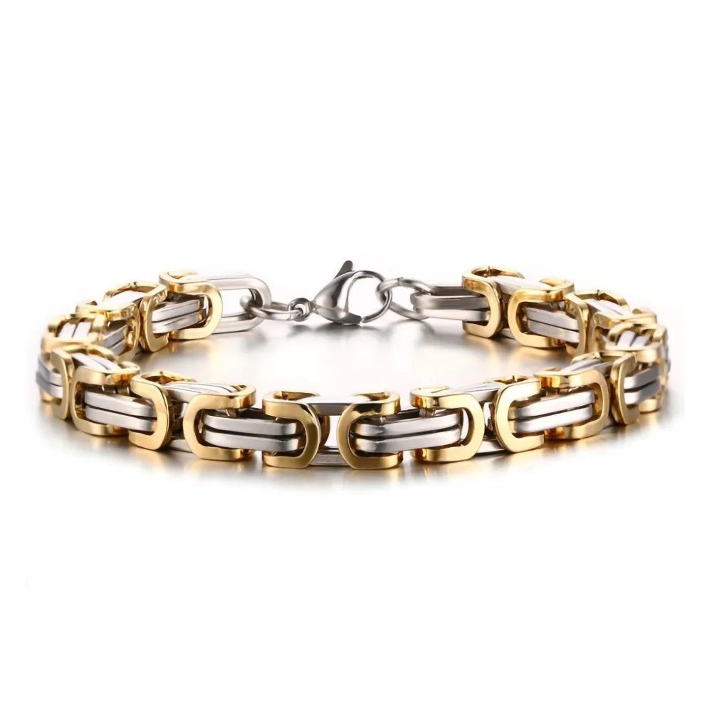 Bracelet Chaîne Moto Acier Inoxydable 8MM Homme | Streetwear Hip-Hop Rock — Or, Argent, Noir