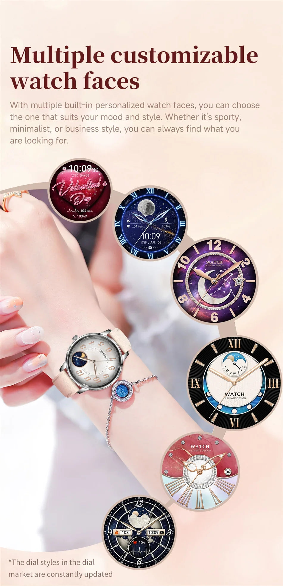 Nouvelle Montre Connectée Ultra-Mince 2026 pour Femme avec Suivi de Santé, Appel Bluetooth, Fréquence Cardiaque, Oxygène Sanguin et Modes Sportifs