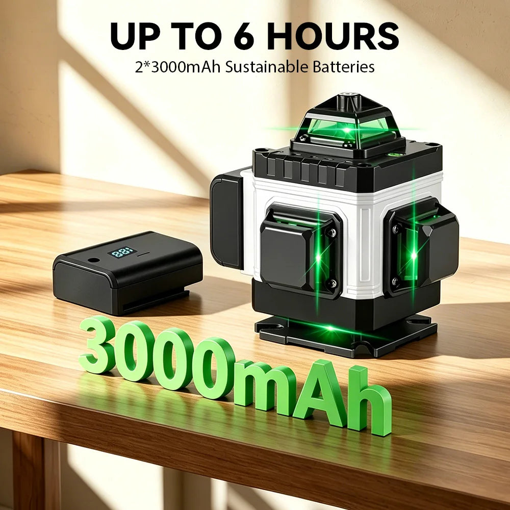 Niveau Laser 4D Professionnel HGLINE – 16 Lignes, Auto-nivellement 360°, Télécommande APP