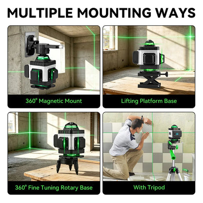 Niveau Laser 4D Professionnel HGLINE – 16 Lignes, Auto-nivellement 360°, Télécommande APP