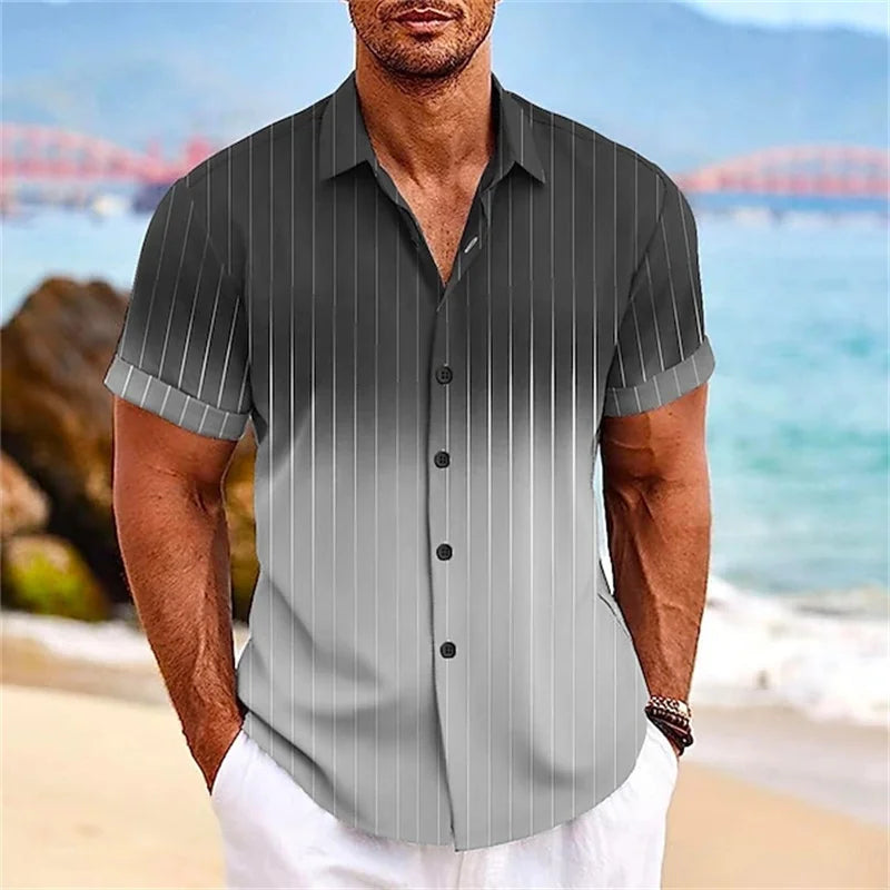 Chemise hawaïenne à motif rayé dégradé