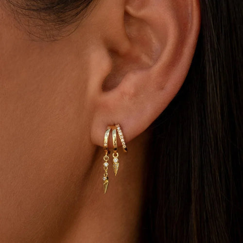 Boucles d'Oreilles Femme GUOLE — Zircon Micro-incrusté, Rivets Géométriques & Acier Inoxydable