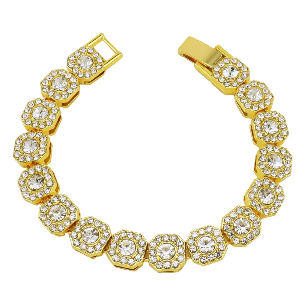 Bracelet large de luxe large de 13MM plein Zircon pour hommes.