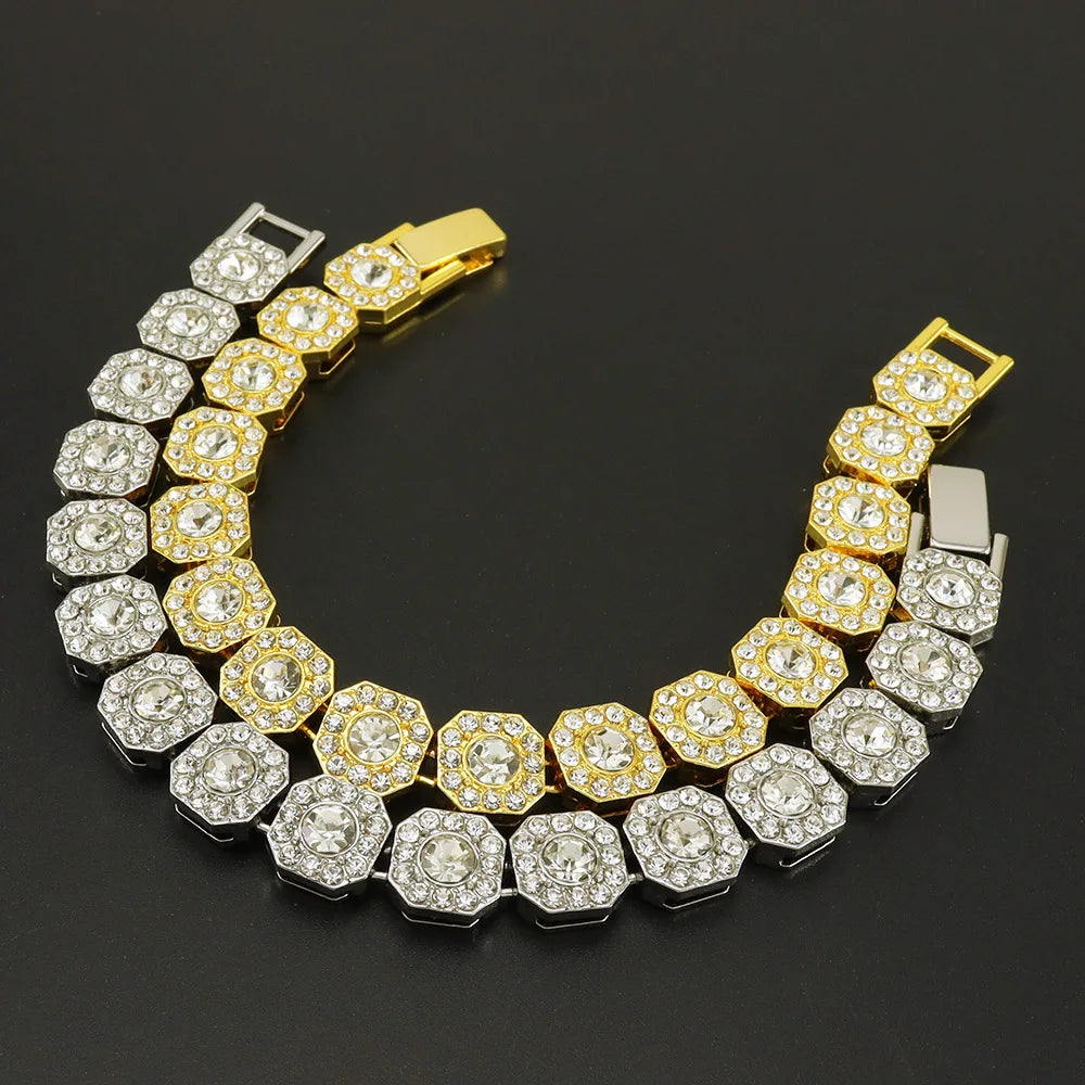 HNSP 13MM de large luxe plein Zircon glace Tennis main chaîne Bracelet pour hommes cadeau Hip Hop rue fête bijoux accessoires