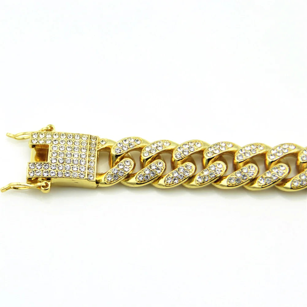 HNSP – Bracelet chaîne à maillons cubains pour hommes, 12MM, accessoire Hip Hop, bijoux