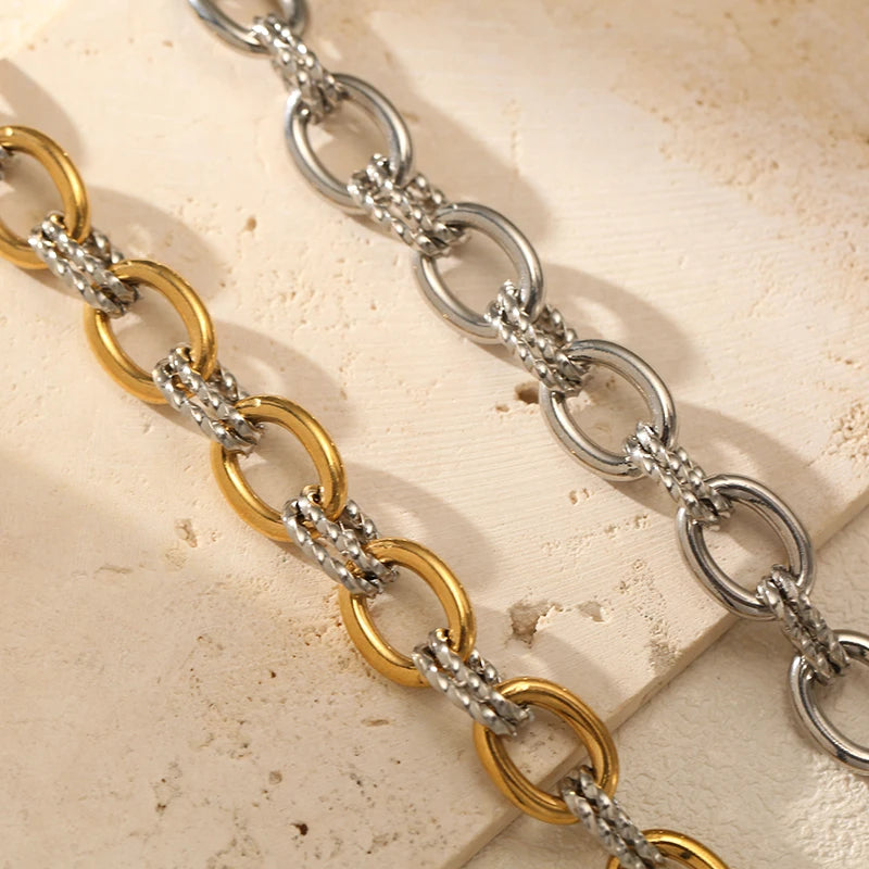 Bracelet jonc en acier inoxydable 316L GANEMLY pour femmes, nouveau bracelet punk, chaîne de poignet, bijoux imperméables, bijoux femme