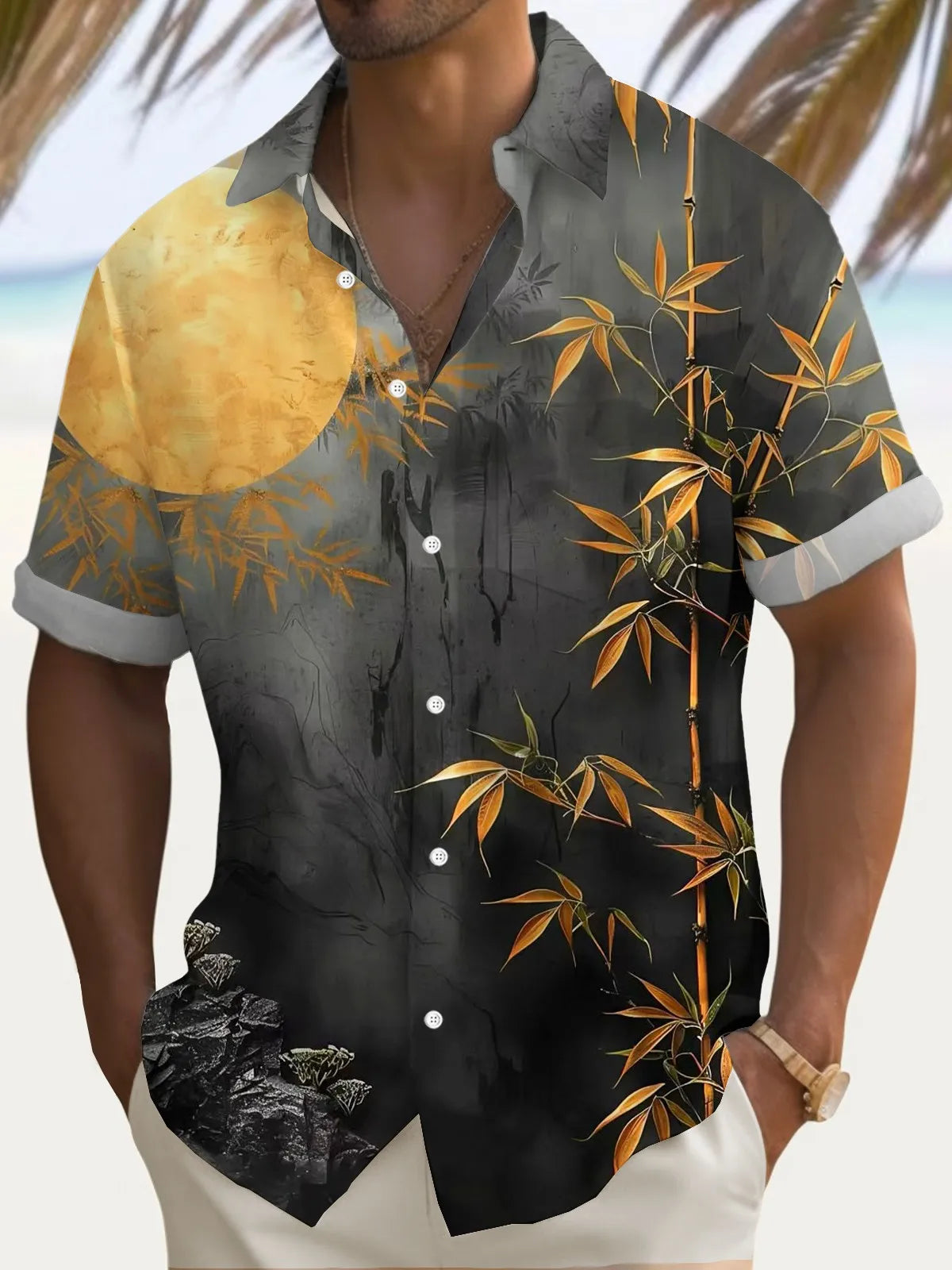 Chemises d'été pour hommes, chemise hawaïenne décontractée,manches courtes.