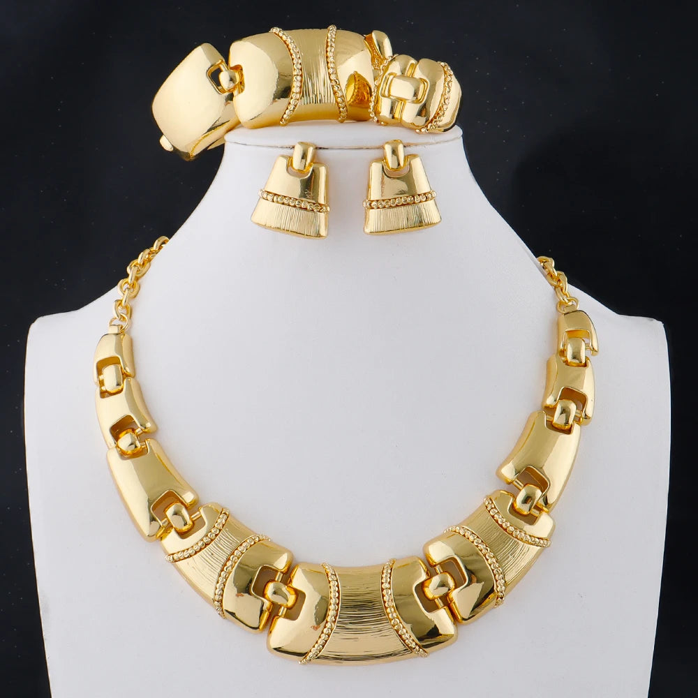 Ensemble de bijoux africains nigérians, collier, Bracelet, boucles d'oreilles, bagues, exagéré, élégant, luxe, pour dames, fête de mariage