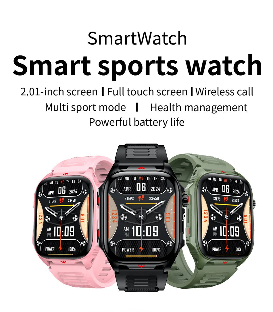 2025New GPS sport montre intelligente hommes 2.01 pouces 400 mAh batterie Fitness Tracker Bluetooth appel étanche nouvelle montre intelligente