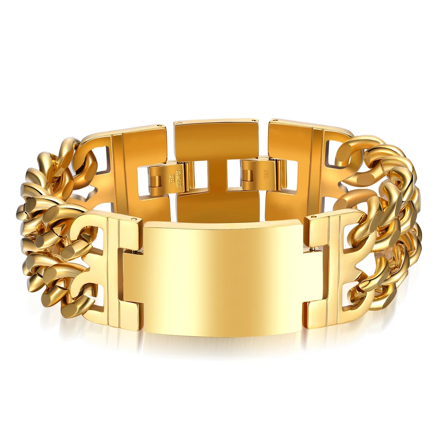 Bracelet en acier inoxydable 316L, chaîne cubaine de 24MM de largeur, bracelet croisé pour hommes.