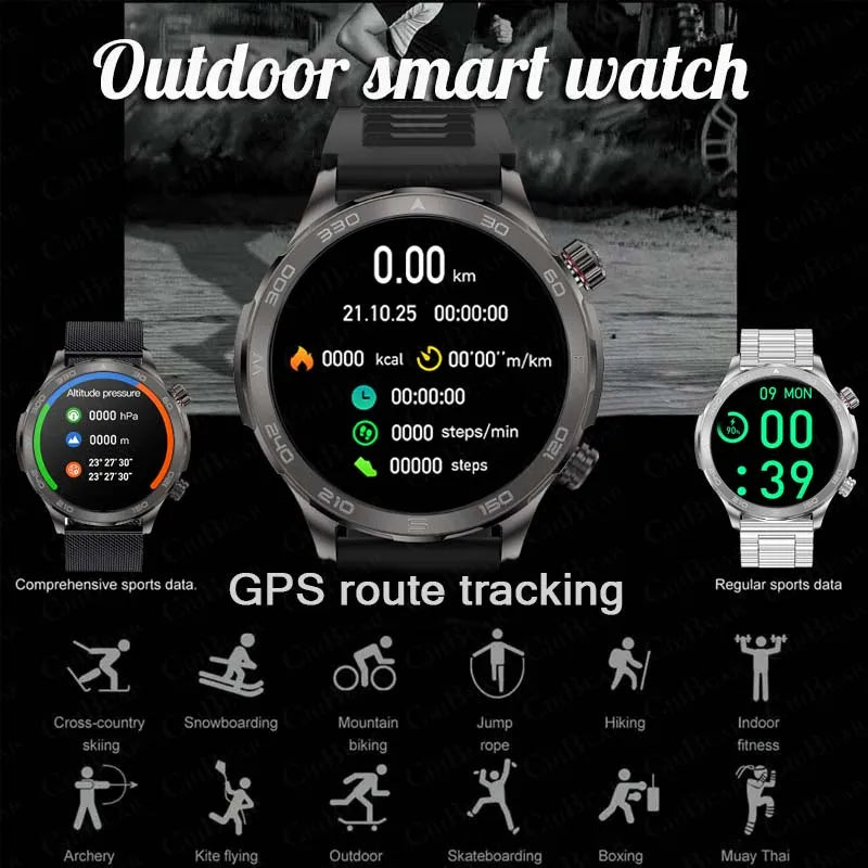 Montre intelligente étanche avec boussole pour homme, surveillance de la santé, traqueur de sport GPS, appel Bluetooth HD, assistant vocal, nouveau, 2024