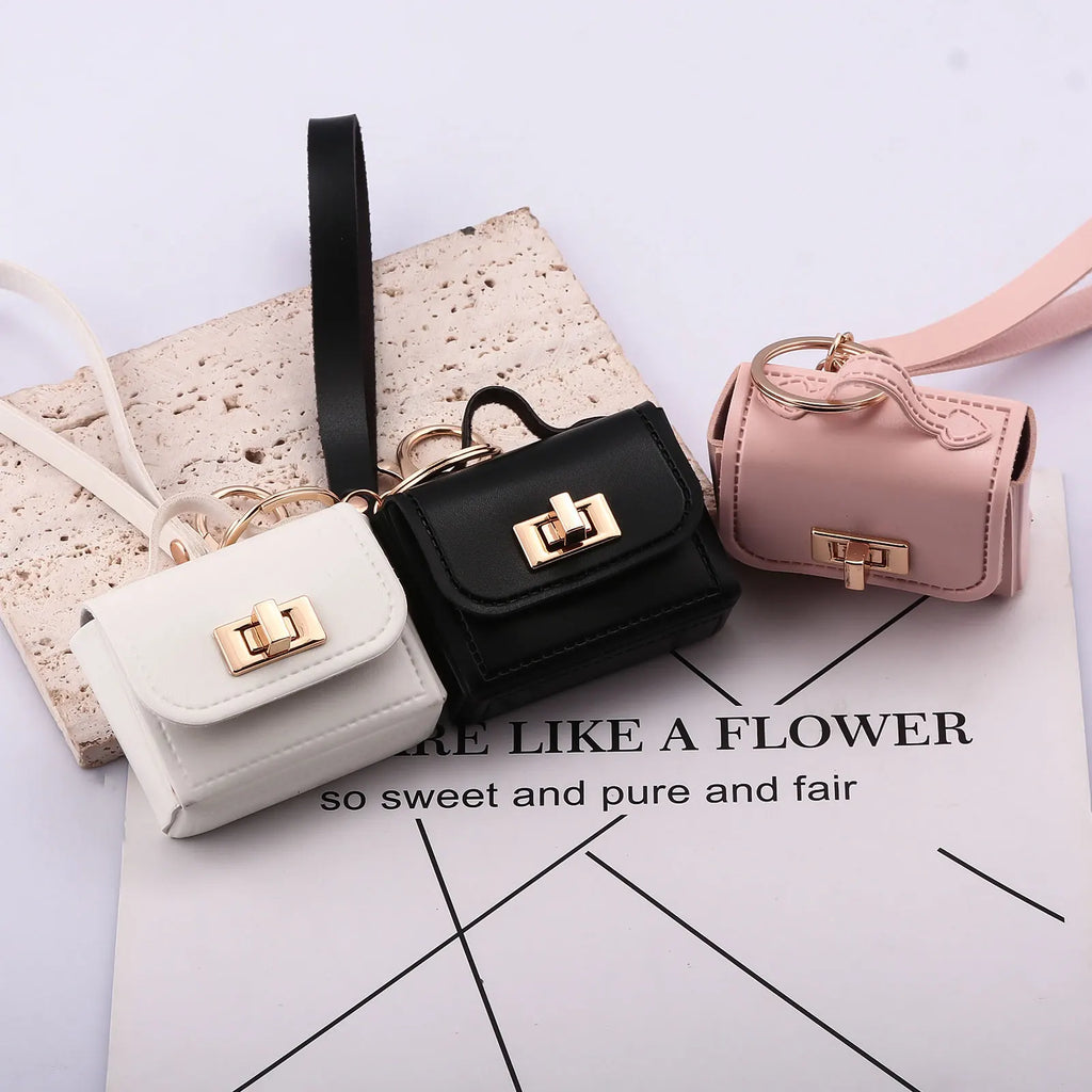 Mini Sac Porte-Clés en Cuir PU — Porte-Monnaie Zippé, Pendentif Sac, 7 Coloris