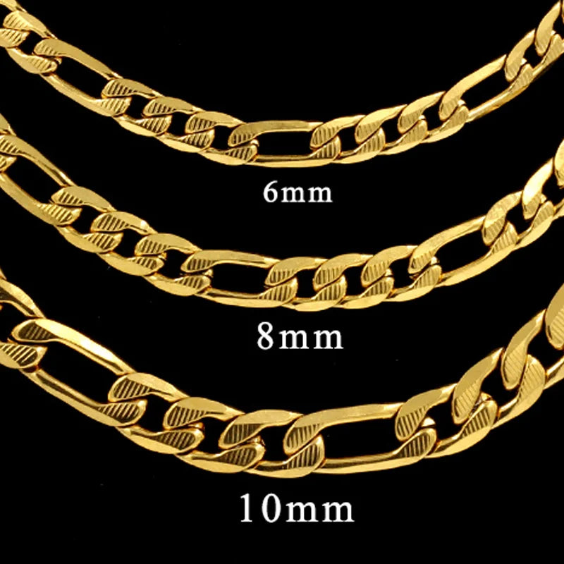 Collier Chaîne Figaro en Acier Inoxydable | Or, Argent & Bicolore – 6/8/10mm