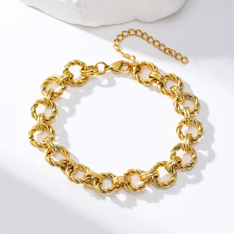 Bracelet acier inoxydable pour femmes couleur or