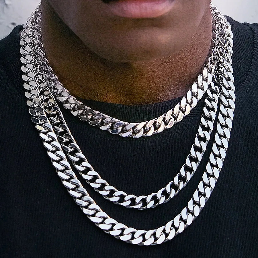 Collier chaîne en acier inoxydable 316L HNSP pour hommes, accessoires de bijouterie, style punk street, chaîne épaisse et lourde pour homme