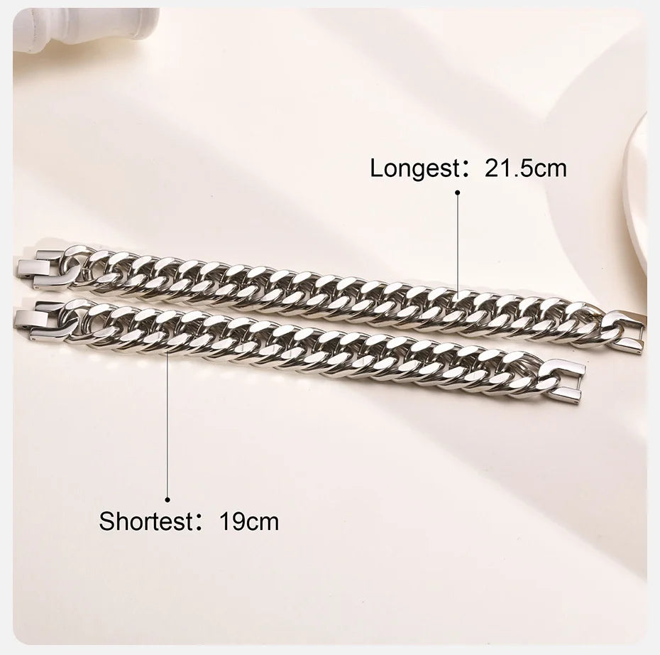 Bracelets cubains en acier inoxydable pour hommes