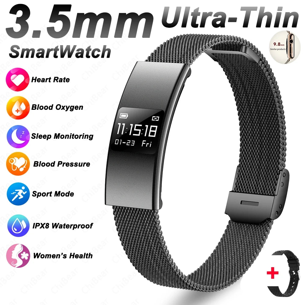 Nouveau modèle 2026 – Bracelet intelligent ultra-fin 3,5 mm avec suivi scientifique du sommeil et surveillance de la santé 24h/24 pour femmes