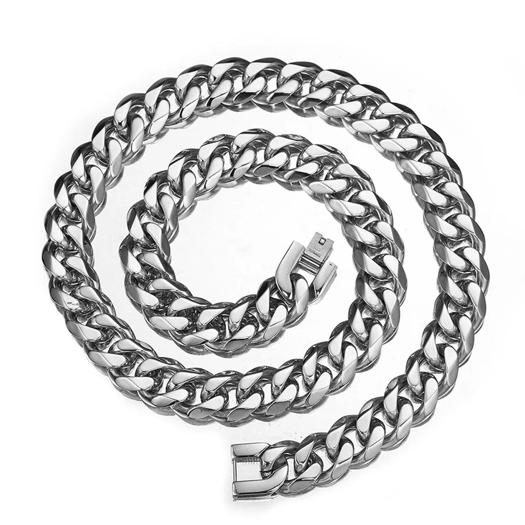 Collier chaîne cubaine Miami en acier inoxydable 316L HNSP pour homme, bijoux épais 7MM/9MM/15MM, accessoires streetwear punk