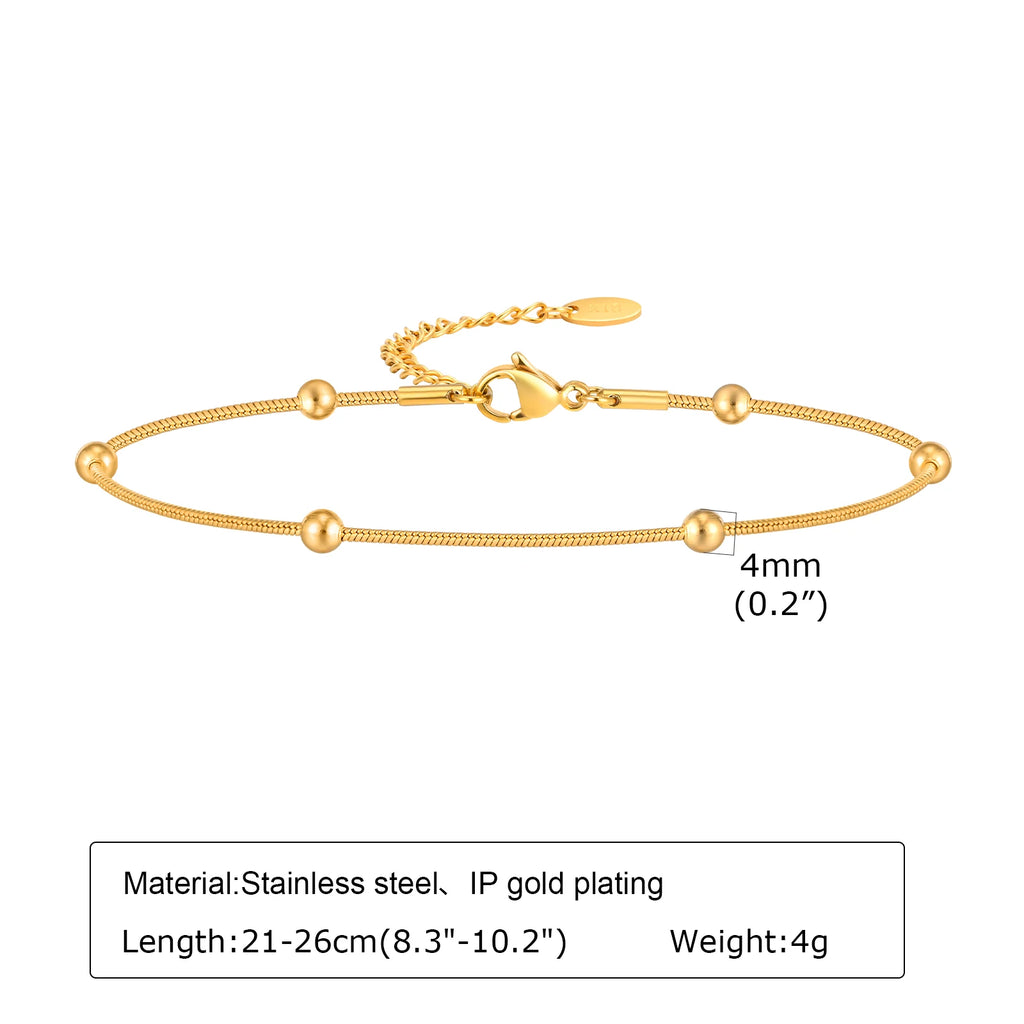 Bracelet de cheville à disque pour femmes, acier inoxydable réglable.