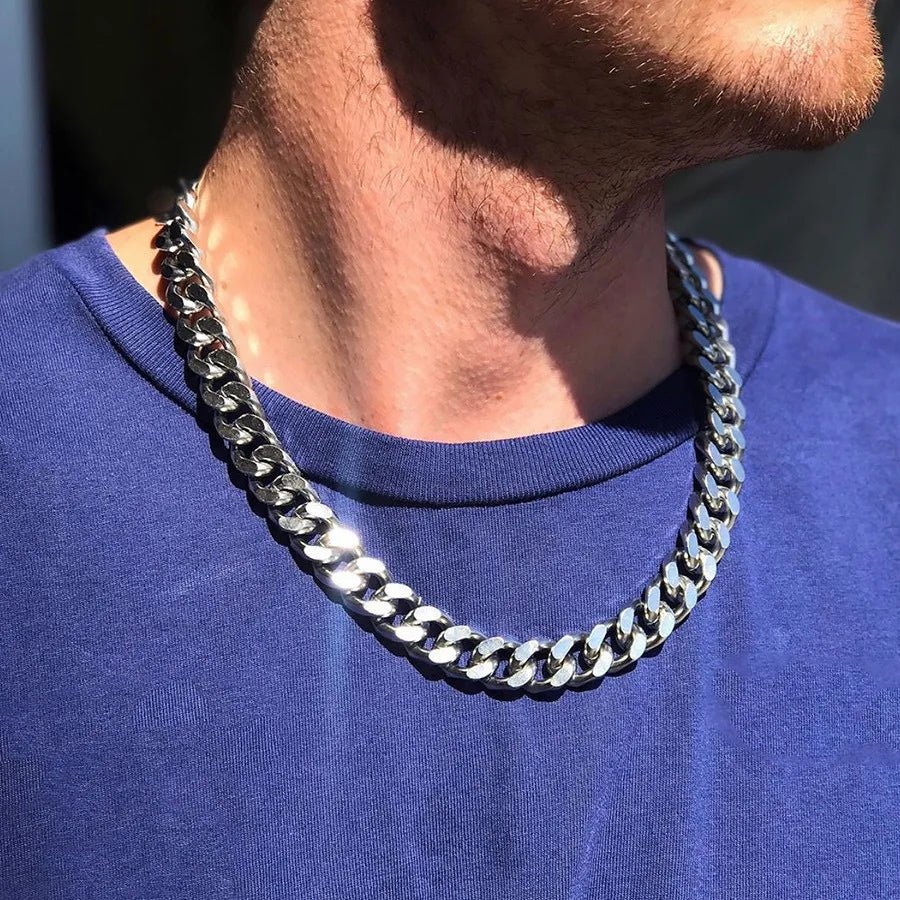 Collier chaîne en acier inoxydable 316L HNSP pour hommes, accessoires de bijouterie, style punk street, chaîne épaisse et lourde pour homme
