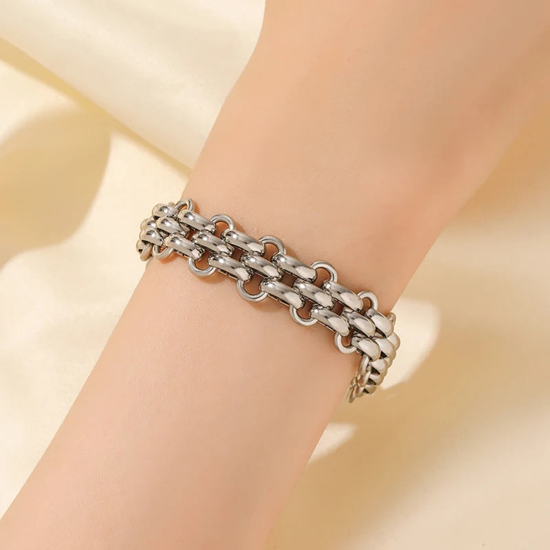 Bracelet jonc en acier inoxydable 316L GANEMLY pour femmes, nouveau bracelet punk, chaîne de poignet, bijoux imperméables, bijoux femme