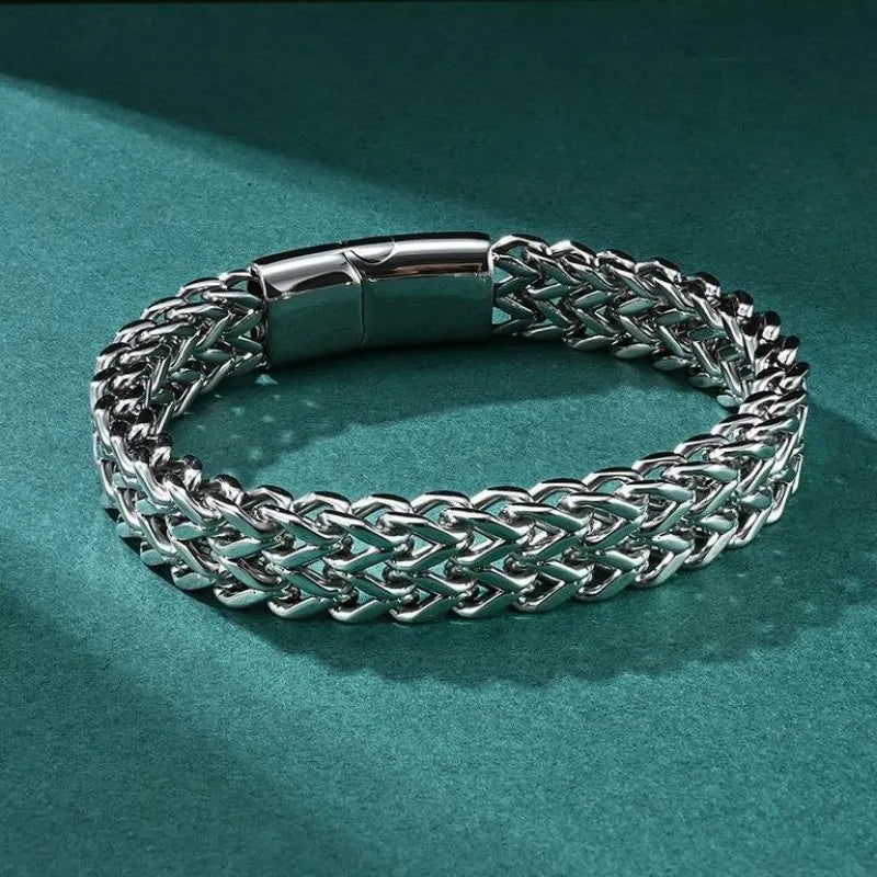 Bracelet en acier inoxydable pour hommes, bijoux avec serrures cachées, taille 19/21/23CM