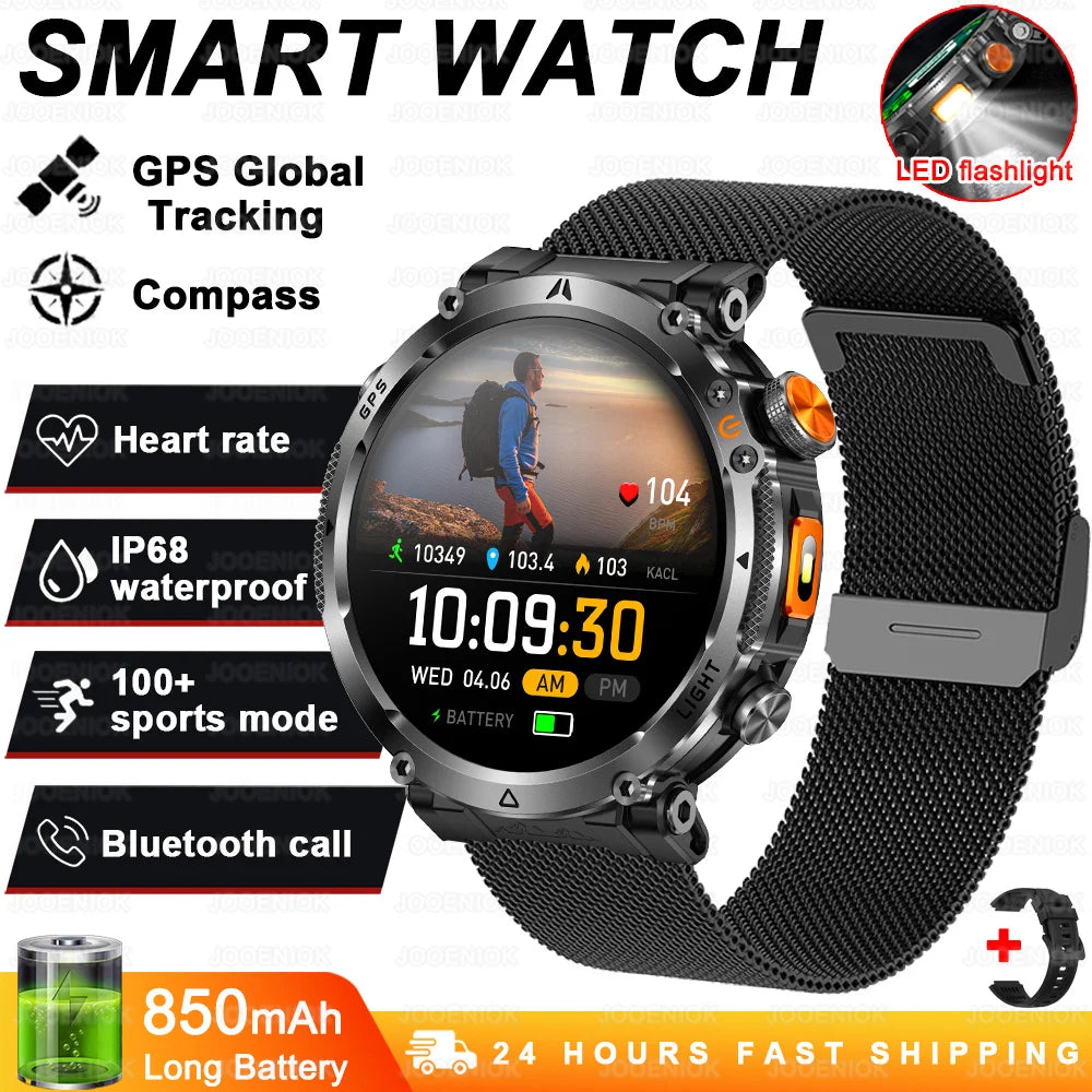 Montre Connectée Outdoor ChiBear – 1,7" AMOLED, 100+ Sports, Boussole, Torche LED, Appel BT