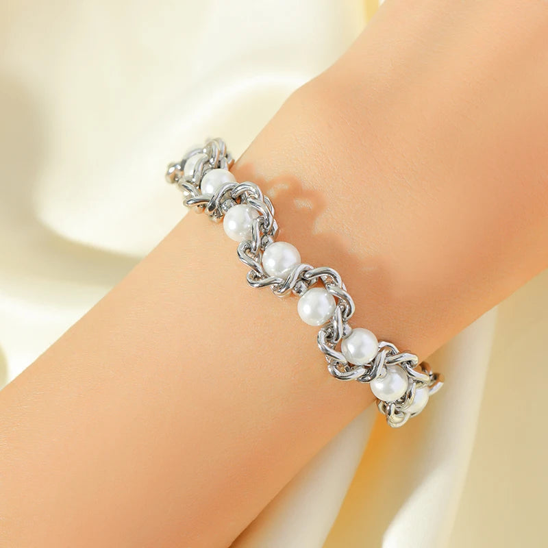 GANEMLY – Bracelet en acier inoxydable 316L pour femmes, couleur argent, chaîne à maillons, à la mode, Punk, chaîne de poignet, bijoux étanches