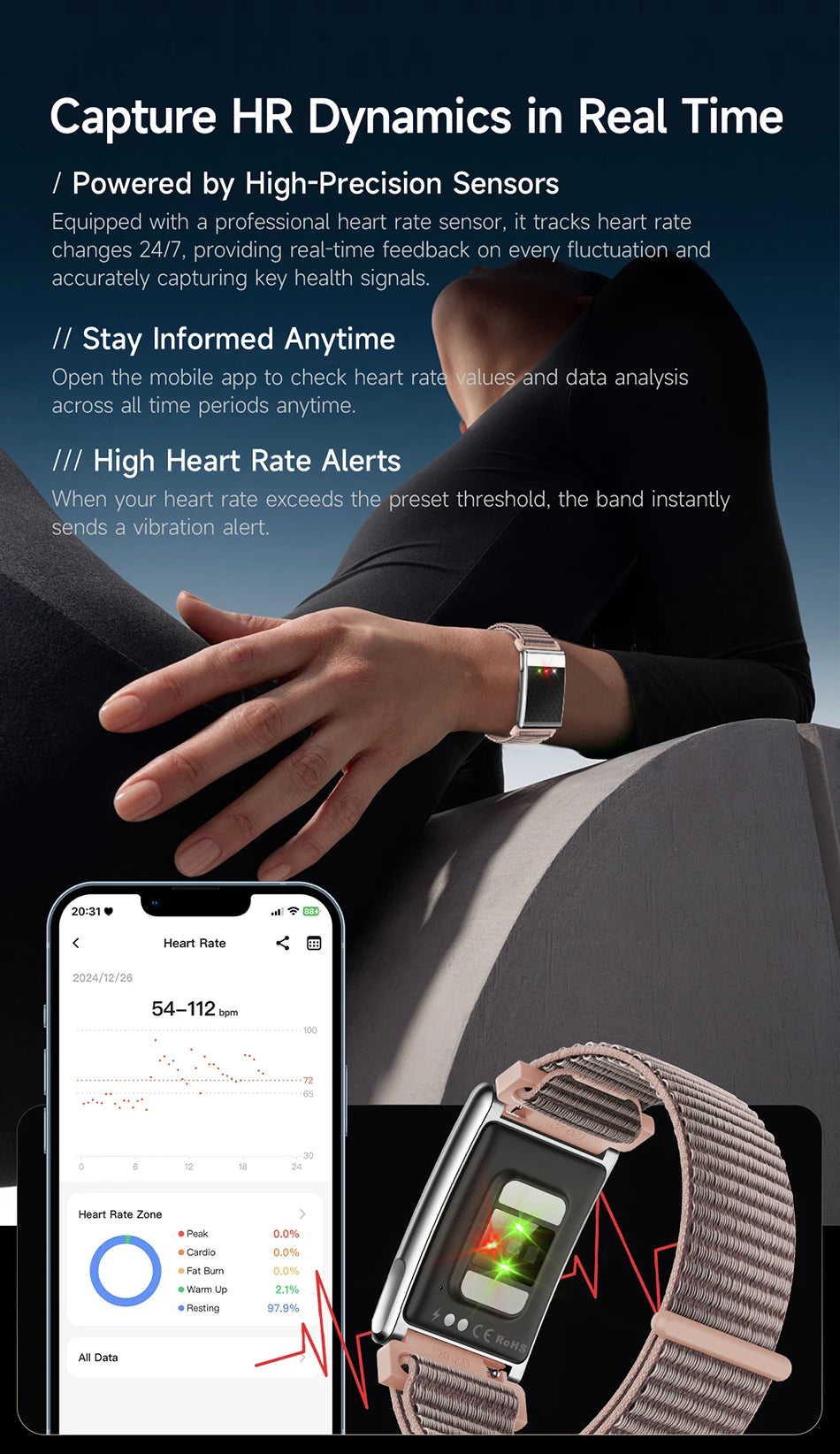 Nouvelle Montre Connectée Ultra-Mince 8mm 2026 pour Femme avec Suivi ECG, Fréquence Cardiaque, Pression Artérielle, Oxygène Sanguin et Appel Bluetooth
