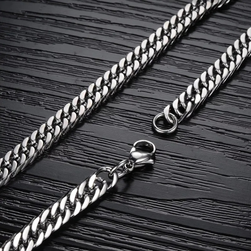 Collier chaîne cubaine en acier inoxydable épais de 8mm à 14mm pour hommes.