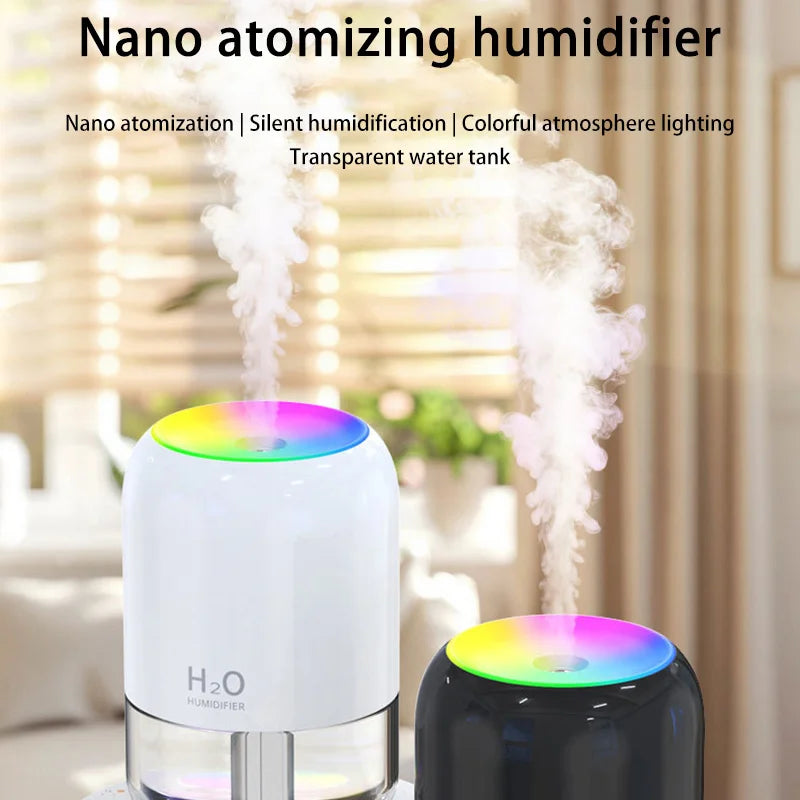 Nouveau mini humidificateur d'air , silencieux, hydratant, pour Chambre, Bureau, USB, avec lumière d'ambiance.