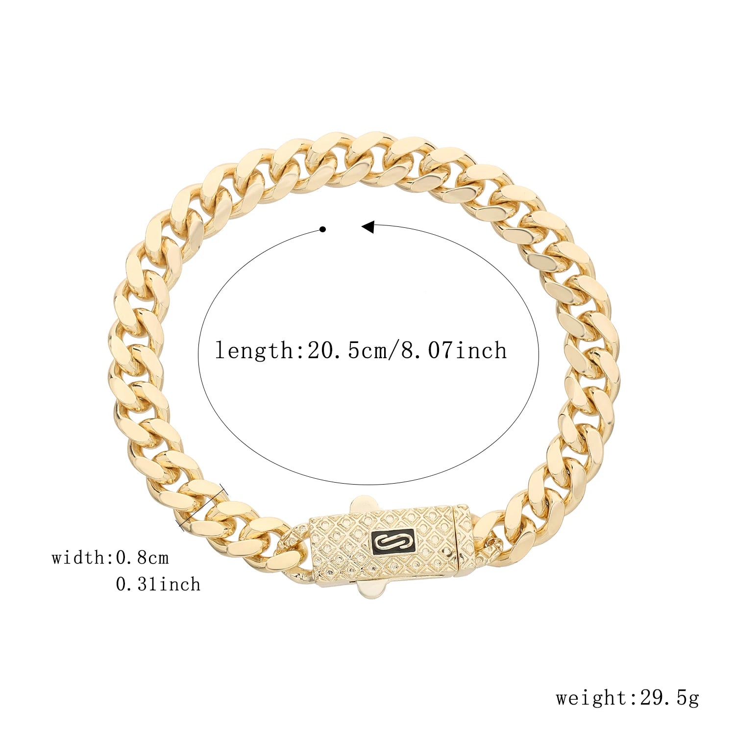Bracelet de cheville de style Monaco hommes femmes, plaqué or 14 carats.