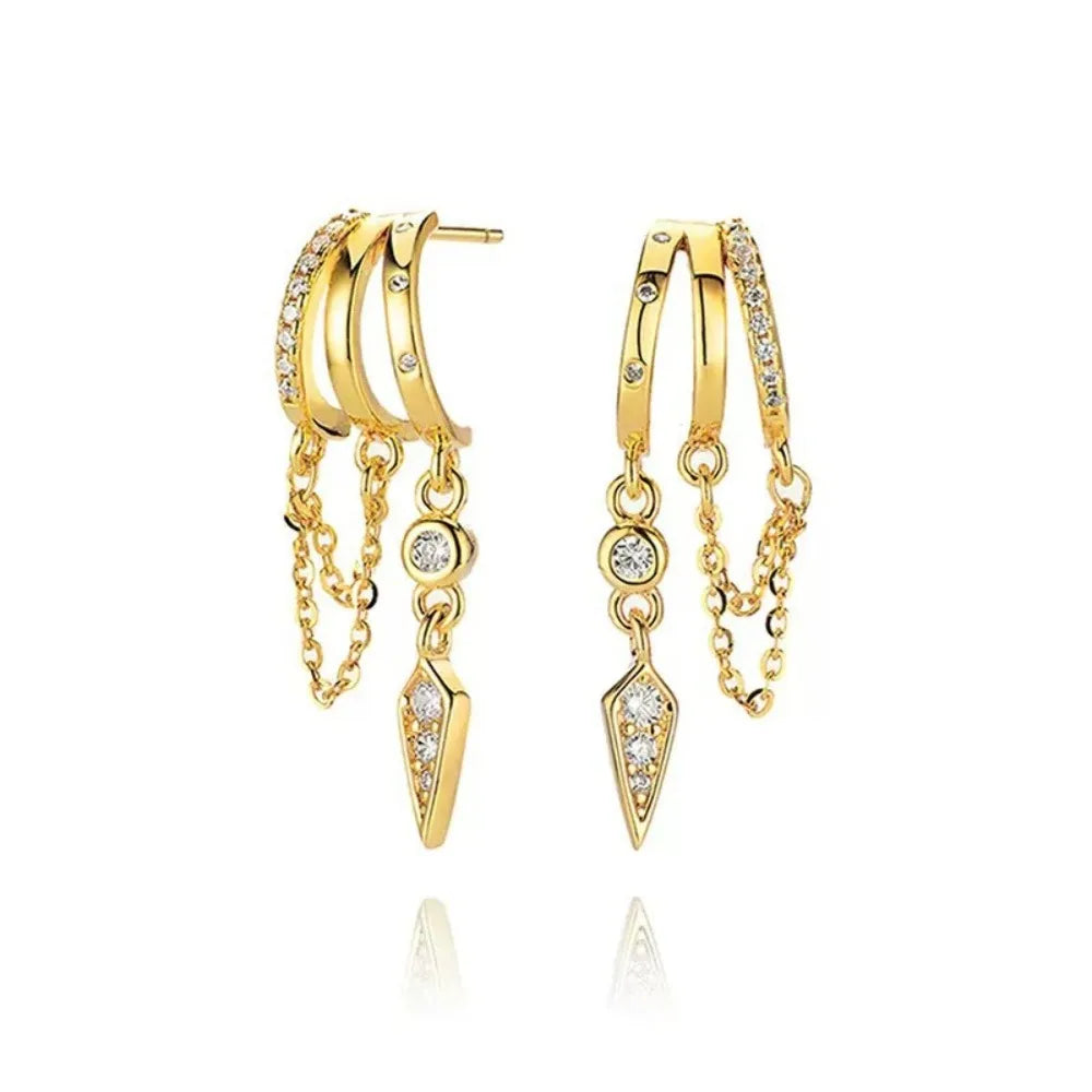 Boucles d'Oreilles Femme GUOLE — Zircon Micro-incrusté, Rivets Géométriques & Acier Inoxydable
