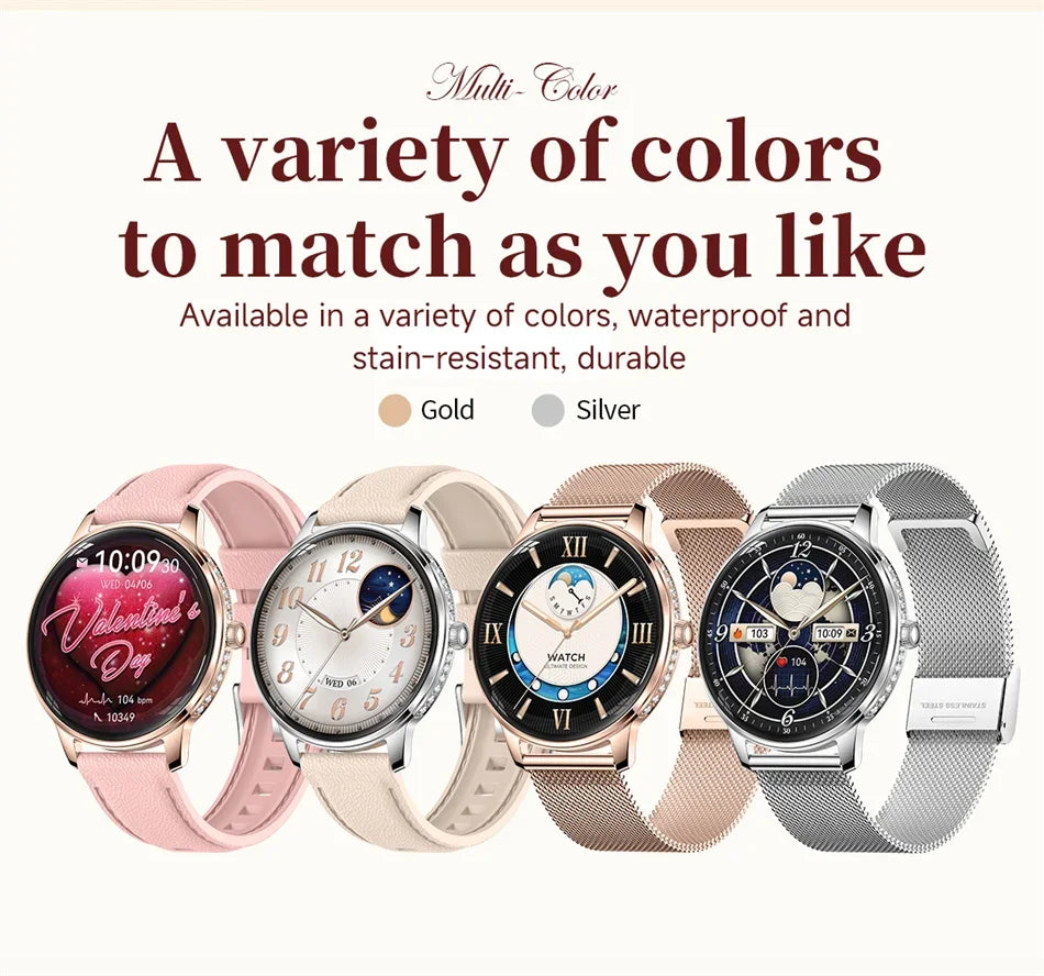 Nouvelle Montre Connectée Ultra-Mince 2026 pour Femme avec Suivi de Santé, Appel Bluetooth, Fréquence Cardiaque, Oxygène Sanguin et Modes Sportifs