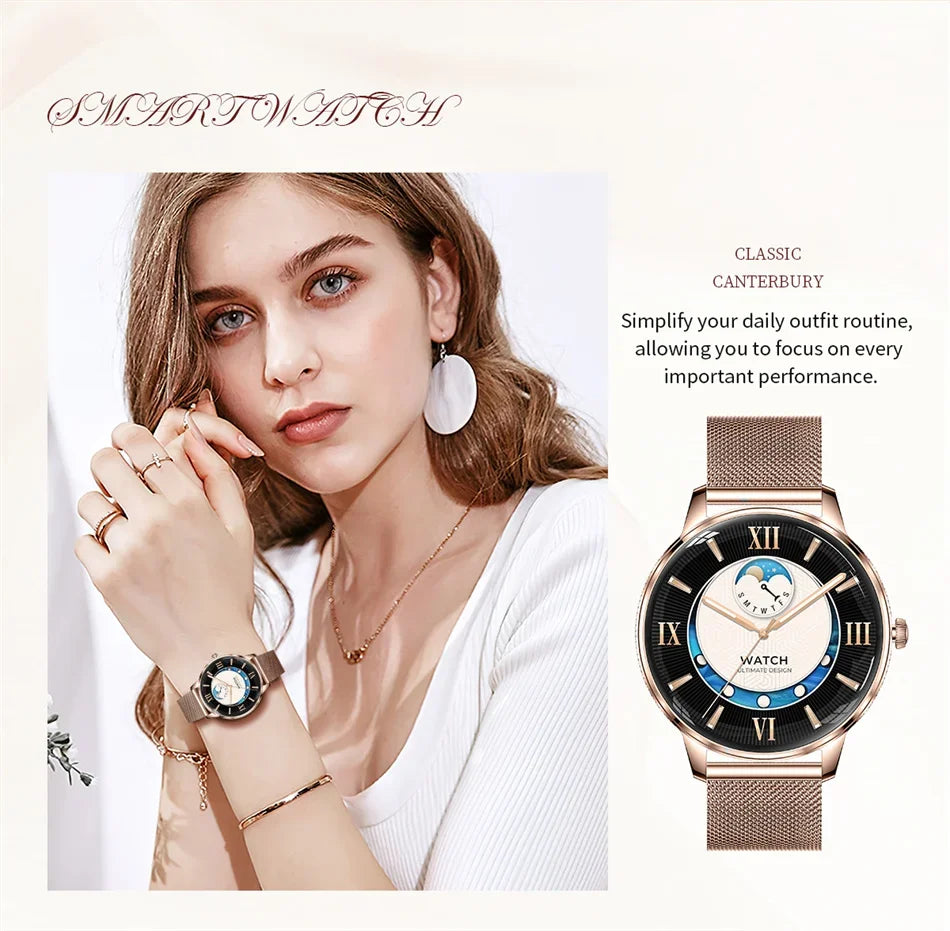 Nouvelle Montre Connectée Ultra-Mince 2026 pour Femme avec Suivi de Santé, Appel Bluetooth, Fréquence Cardiaque, Oxygène Sanguin et Modes Sportifs