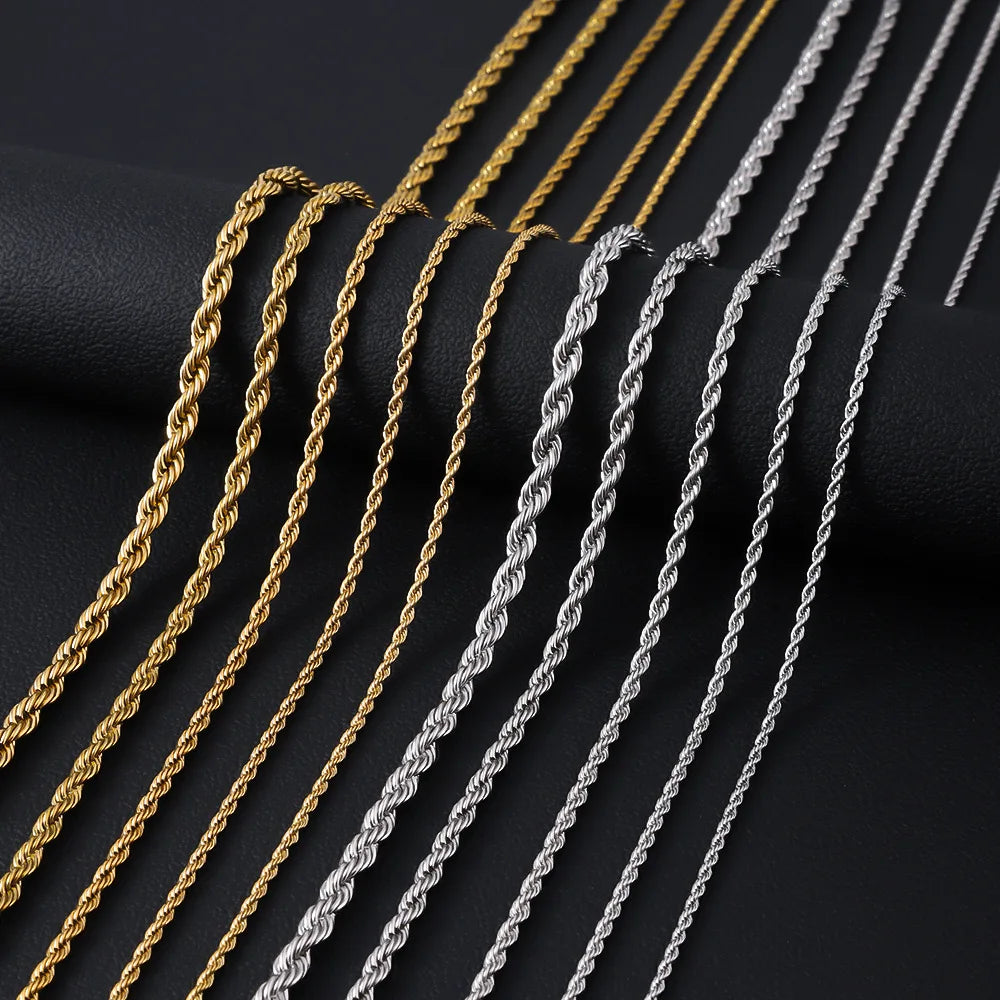 Collier en acier inoxydable 316L HNSP, chaîne torsadée, pour homme, bijoux unisexes, accessoires, largeur 3MM/4MM/5MM