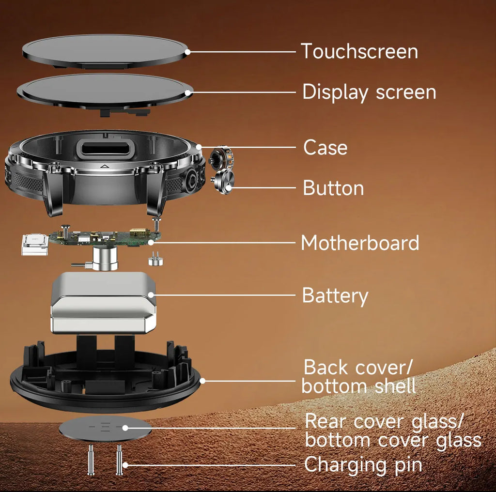 Montre Connectée Militaire 2026 pour Hommes avec Batterie 1400mAh, Lampe Torche Extérieure, Étanchéité 10ATM.