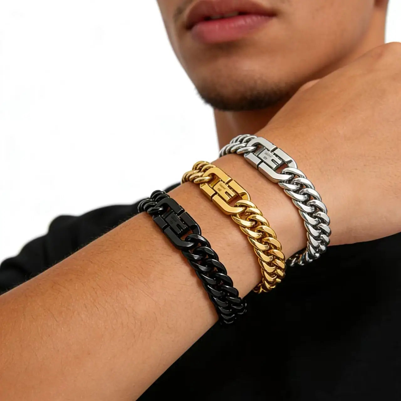 Bracelet chaîne cubaine en acier inoxydable étanche HNSP avec fermoir à bouton-poussoir pour homme, bijoux, accessoires streetwear hip-hop 8MM