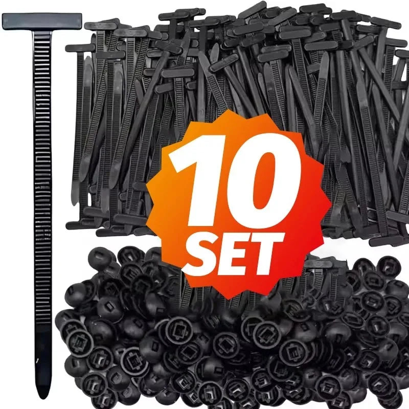 Boucle d'attache de câble en Nylon robustes avec bouton à broche, outil universel à fermeture éclair autobloquante, sangle de fixation pour réparation quotidienne de voiture
