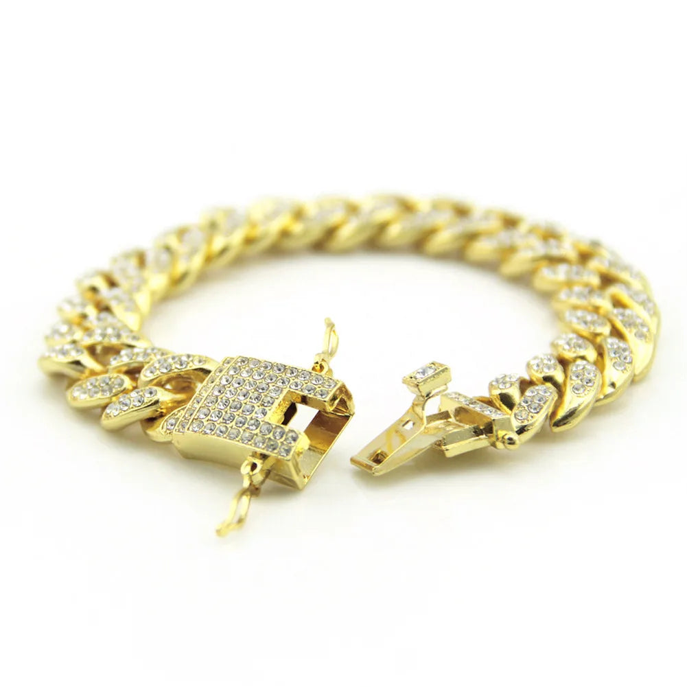 HNSP – Bracelet chaîne à maillons cubains pour hommes, 12MM, accessoire Hip Hop, bijoux