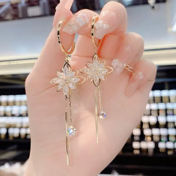 Boucles d'oreilles feuilles zircon
