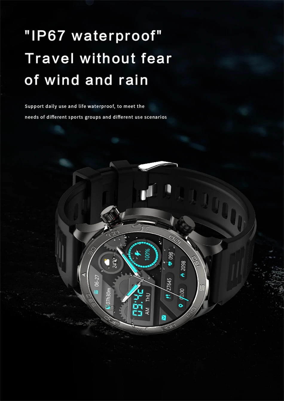 Montre intelligente étanche avec boussole pour homme, surveillance de la santé, traqueur de sport GPS, appel Bluetooth HD, assistant vocal, nouveau, 2024
